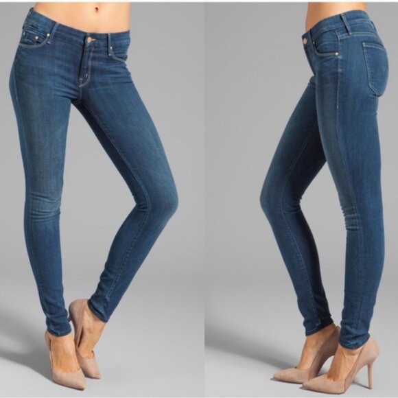 MOTHER The Looker skinny jeans in Sea of Secrets dark wash - Picture 1 of 12